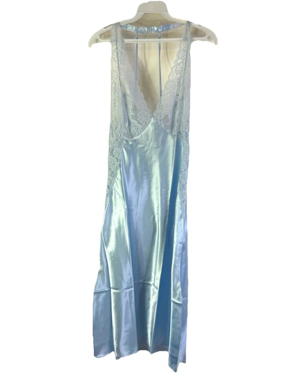 Deadstock Vintage 80s Silky Satin Lace Robe Slip Dress Coquette Boudoir